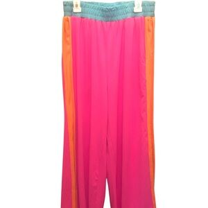 Vibrant Pink and Orange Wide Leg Pants. Worn once. Great condition Not heavy